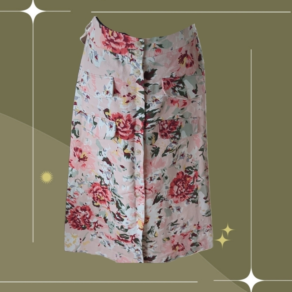 🍋✨ NWT Anthropologie x mare mare Floral Button-Down cargo midi Skirt size xs